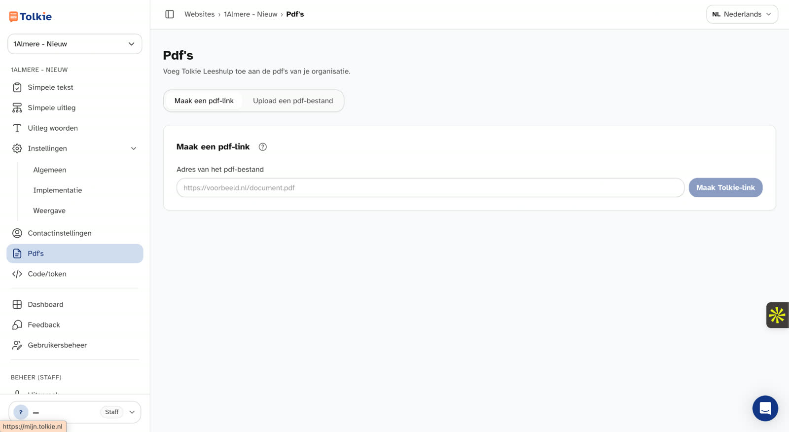 Schermafbeelding van het maken van een Tolkie-link in Mijn Tolkie